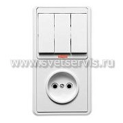 Блок комб. СП (3кл. выкл с подсв + розетка б/з) Бэлла БКВР-212