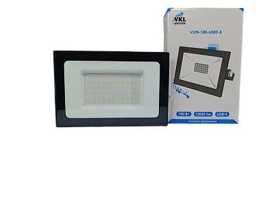 Прожектор светодиодный 100W SMD VLF8-100-6500-В 12000Лм 220V, IP65, черный  (223*167*33)  VKL electric