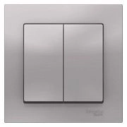 Выключатель 2кл. алюминий СП, 10А (в сборе) ATLAS