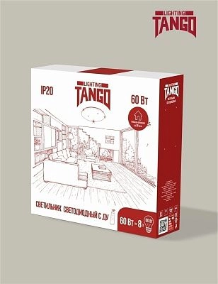 Светильник LED настенно-потолочный "АЗАЛИЯ" 60Вт НББД-RC-Р-1 (390*90мм, основание 350мм) с ИК ДУ TANGO РОССИЯ ЦВЕТНАЯ УПАКОВКА