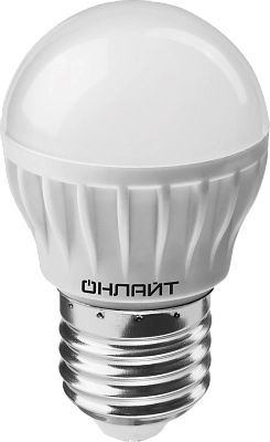 Лампа светодиодная 6W Е27 шарик 6500К 480Lm 220V (OLL-G45-6-230-6.5K-E27) ОНЛАЙТ