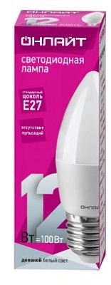 Лампа светодиодная 12W E27 свеча 6500K 1020Lm 220V (OLL-C37-12-230-6.5K-E27-FR) ОНЛАЙТ