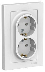 Розетка 2-я с/з белый СП, 16А (в сборе) ATLAS