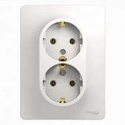 Розетка 2-я c/з белый СП, 16А ( в сборе с рамкой) GLOSSA