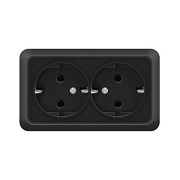 Розетка 2-ая с/з черный ОП 16А, 220В Олимп