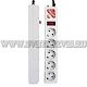 Сетевой фильтр 5*1,95м с з/к (серый) Москва Power Cube B 10А