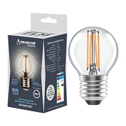 Лампа светодиодная 8W E27 шарик FLM 4000K 220V филамент прозрачный ( PREMIUM FLM-G45-8W-E27-W) Включай