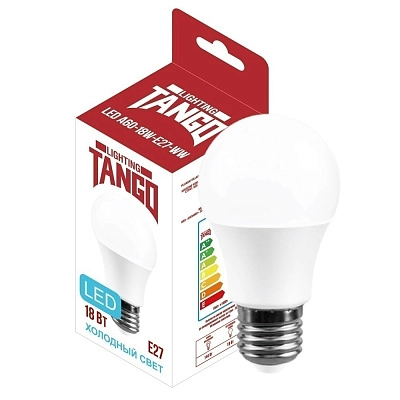 Лампа светодиодная 18W E27 A60 6500K 220V (TANGO LED А60-18W-E27-WW) TANGO