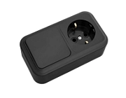 Блок комб. ОП гориз. ( 1кл. выкл.+ розетка с/з) черный Пралеска (В-РЦ-527Ч)