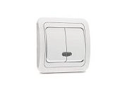 Выключатель бел/бел 2кл с подсветкой Mimoza Makel