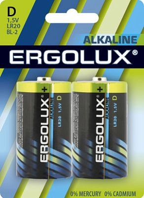 Батарейка LR20 / D ERGOLUX Alkaline BL*2