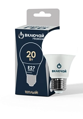 Лампа светодиодная 20W E27 A65 3000K 220V (LED PREMIUM А65-20W-E27-N) Включай