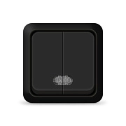 Выключатель 2кл. с подсветкой черный ОП 10А, 220В Олимп