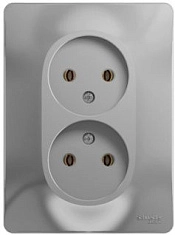 Розетка 2-я б/з алюминий СП, 16А (в сборе) GLOSSA