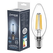 Лампа светодиодная 8W E14 свеча FLM 6500K 220V филамент прозрачный ( PREMIUM FLM-C35-8W-E14-WW) Включай