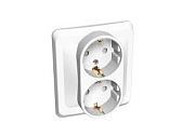 Розетка 2-ая с/з белый СП, 16А, 220В (РС 16-007В) Этюд