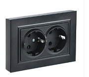 Розетка 2-ая с/з черн. BRITE СП, 16А (РС12-3-БрЧ) (в сборе) ИЭК