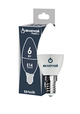 Лампа светодиодная 6W E14 свеча 4000K 220V (LED PREMIUM C37-6W-E14-W) Включай