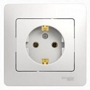 Розетка с/з белый СП, 16А ( в сборе с рамкой) GLOSSA
