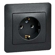 Розетка с/з антрацит СП, 16А (в сборе ) GLOSSA