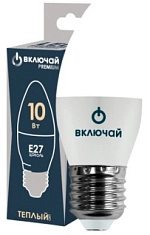 Лампа светодиодная 10W E27 свеча 3000K 220V (LED PREMIUM C37-10W-E27-N) Включай РОССИЯ