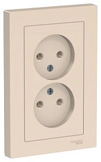 Розетка 2-я б/з бежевый СП, 16А (в сборе) ATLAS