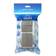 Блок розетка с/з с крышкой + 2 кл выключатель серый ОП, IP54 VKL electric (1/5/60)