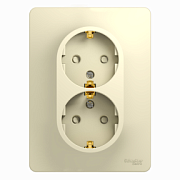 Розетка 2-я c/з з/ш бежевый СП, 16А ( в сборе с рамкой) GLOSSA