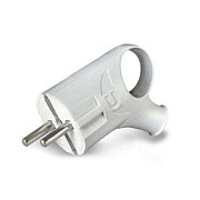 Вилка с/з белая угл. с ушком 16А 250В инд. упак. TANGO