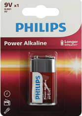 Батарейка 6LR61 9V PHILIPS Power Alkaline BL*1 Крона