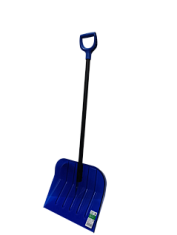 Лопата снеговая поликарбонат 460*400мм синяя, стальной черенок в ПВХ оболочке D=32мм, V-ручка В приДАЧУ