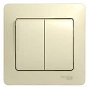 Выключатель 2кл бежевый СП, 10А ( в сборе с рамкой) GLOSSA