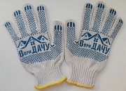 Перчатки х/б 6-ти нитка ПВХ белые, 7 класс вязки, 60 гр., В приДАЧУ