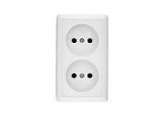 Розетка 2-ая б/з белый ОП 16А, 220В Wessen Хит (РА16-237б) (аналог РА10-233В)