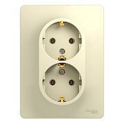 Розетка 2-я c/з бежевый СП, 16А ( в сборе с рамкой) GLOSSA