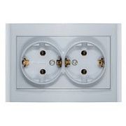 Розетка 2-ая с/з серебро СП, 16А, 220В (7949780) Бриллиант