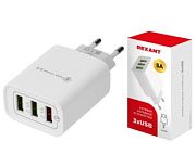 Сетевое зарядное устройство 3хUSB, 5V (3000+1000mA) белое REXANT