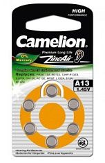 Батарейка для слухового аппарата 13 / ZA13 / PR48 Camelion BL-6 Mercury Free (A13-BP6 (0%Hg)