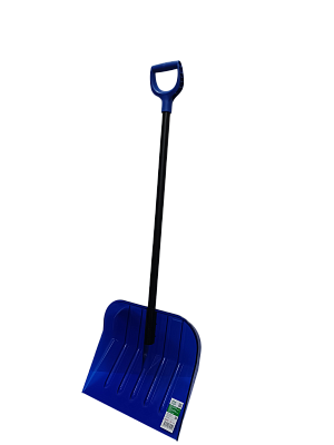 Лопата снеговая поликарбонат 460*400мм синяя, стальной черенок в ПВХ оболочке D=32мм, V-ручка В приДАЧУ