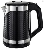 Чайник сталь/пластик электрический MAX-105 2,0л/1800Вт, дисковый нагр. элемент, черный с рельефным корпусом MAXTRONIC