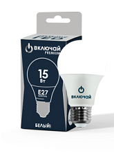 Лампа светодиодная 15W E27 A60 4000K 220V (LED PREMIUM А60-15W-E27-W) Включай