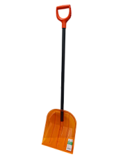 Лопата снеговая поликарбонат 340*385мм оранжевая, стальной черенок в ПВХ оболочке D=32мм, V-ручка В приДАЧУ