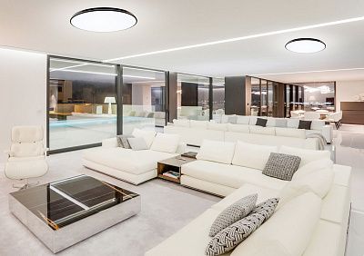 Светильник LED настенно-потолочный "МАТРИКС ЧЕРНЫЙ" 60Вт НББД-RC-Р-1 (390*76мм, основание 350мм) с ИК ДУ TANGO РОССИЯ ЦВЕТНАЯ УПАКОВКА