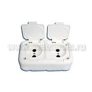 Розетка 2-ая б/з с крышкой белый Минск ОП (РА16-221) IP54