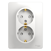 Розетка 2-я c/з з/ш белый СП, 16А ( в сборе с рамкой) GLOSSA