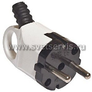 Вилка с/з белая угловая с ушком кембрик 16А 250В в инд.упаковке Универсал (А112)