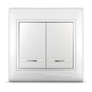 Выключатель 2кл. с подсеткой белый СП, 10А, 220В (С0123) Севиль