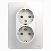 Розетка 2-я c/з белый СП, 16А ( в сборе с рамкой) GLOSSA