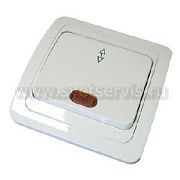 Выключатель 1кл. проходной с подсветкой белый СП, 10А, 220В (В0125) Валери