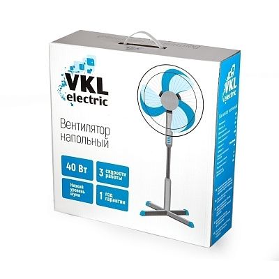 Вентилятор напольный VGF-01 Gray, 40 Вт, 3 режима, 90º поворот, серый VKL electric (4)